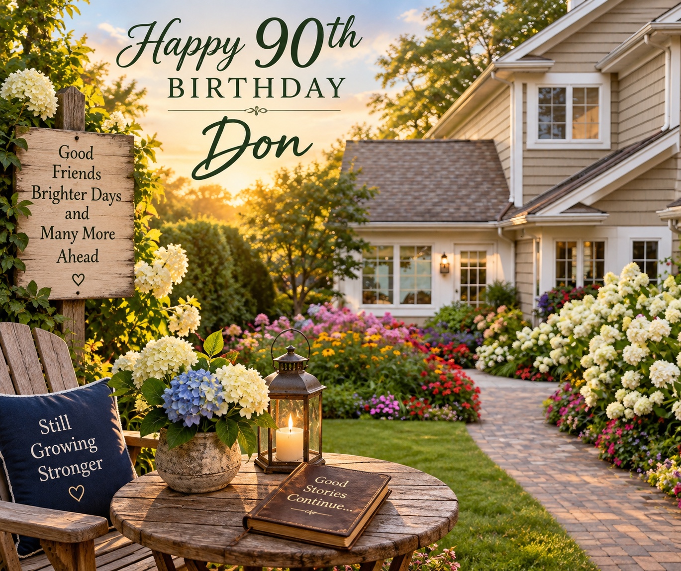 Happy 90th Birthday Don garden scene
