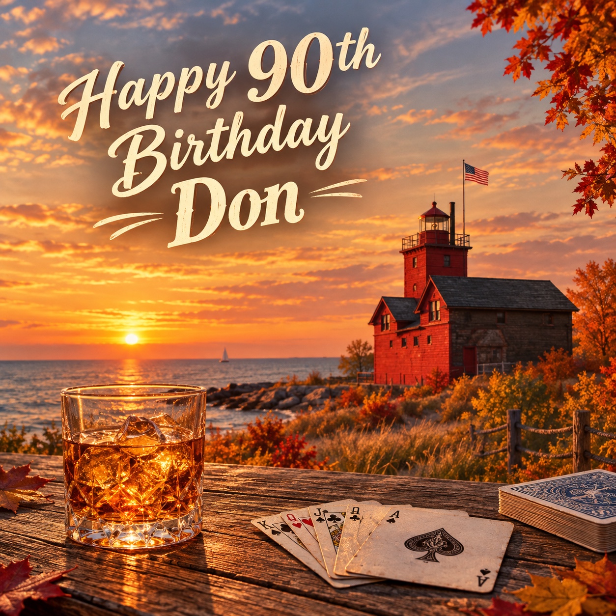 Happy 90th Birthday Don lighthouse scene