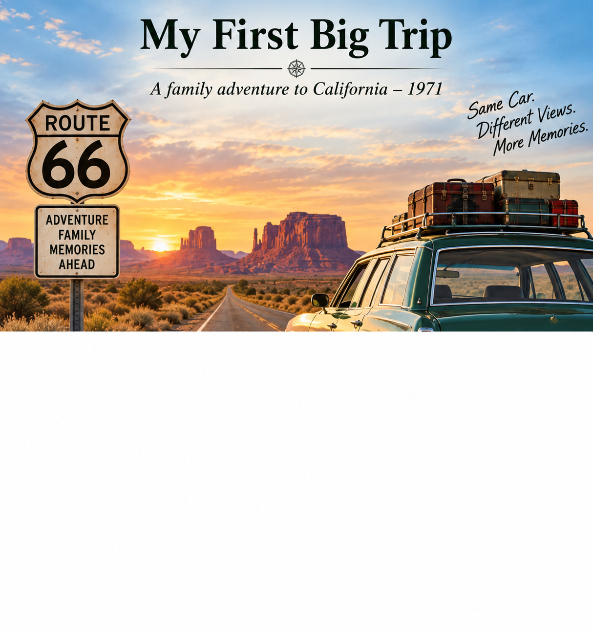 Route 66 family road trip illustration