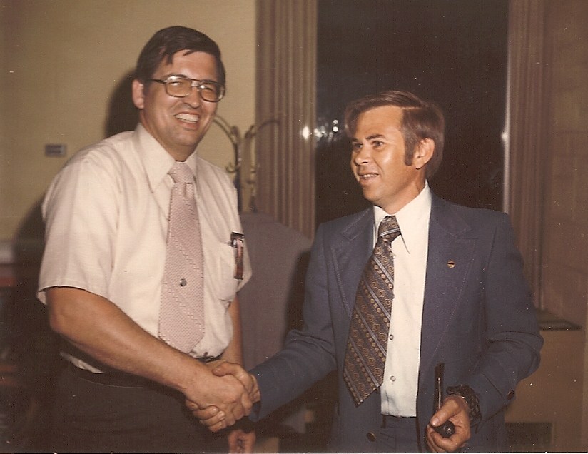 Don receiving his 15 year pin from Gordy in 1975