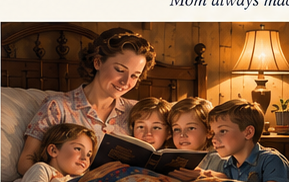 Illustration of Mom reading to the children