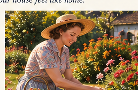 Illustration of Mom working in her garden
