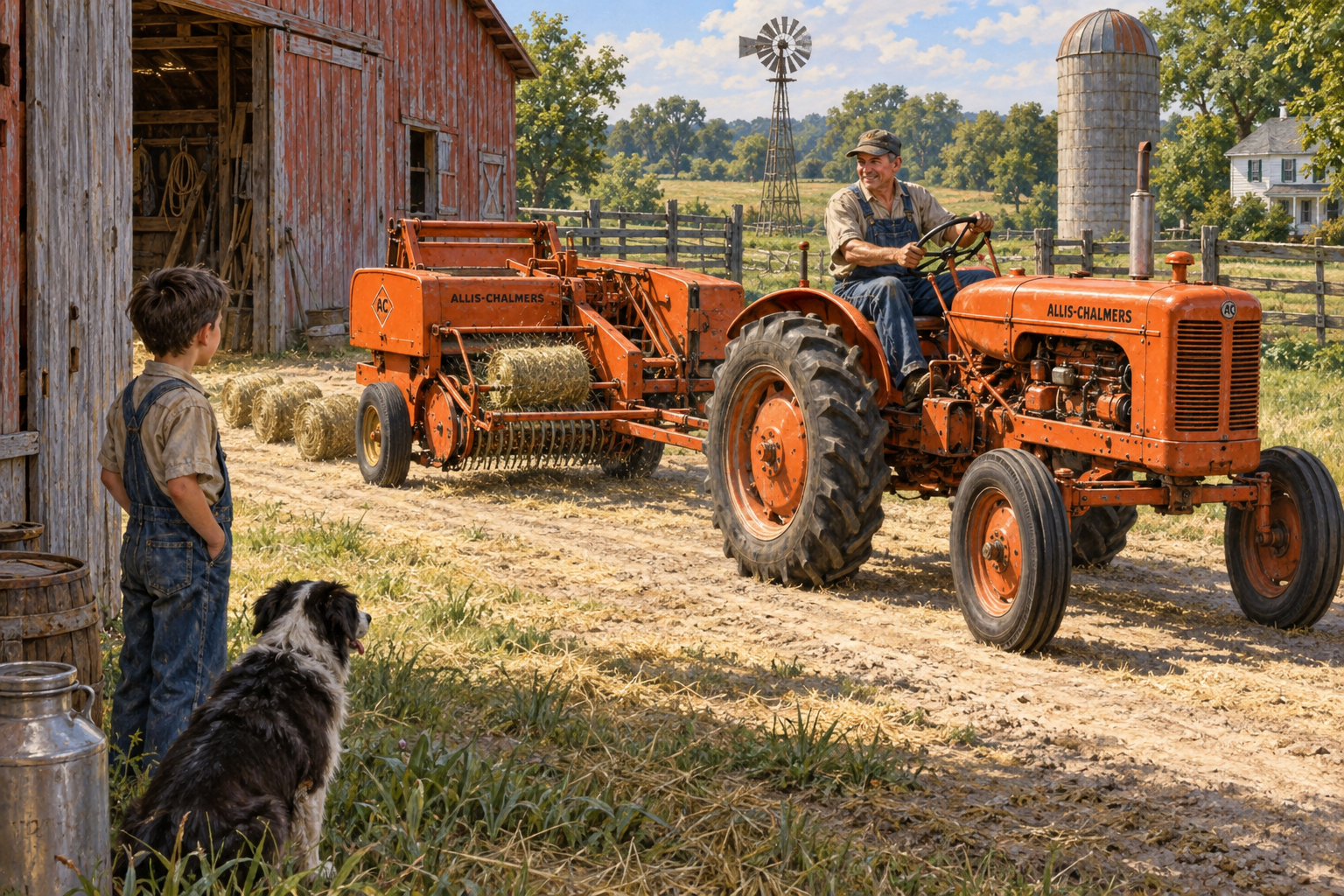 Illustration of the family’s new hay baler