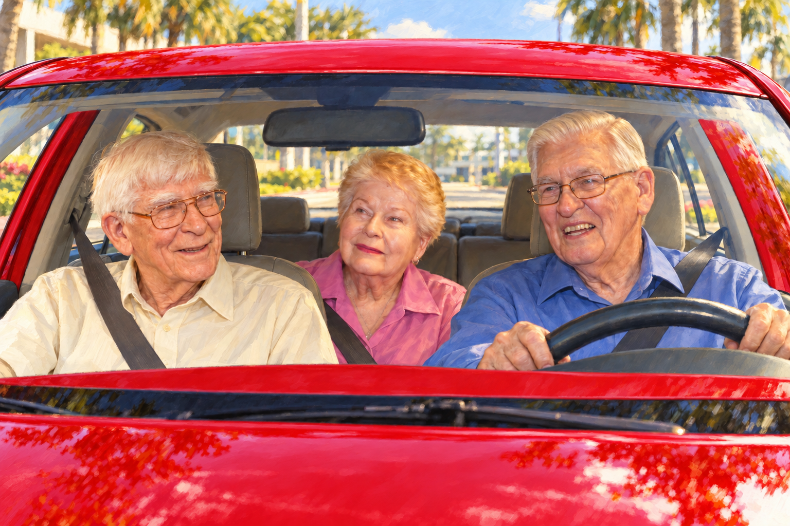 Illustration of John, Margaret, and Don together again in Tampa, sixty years later.