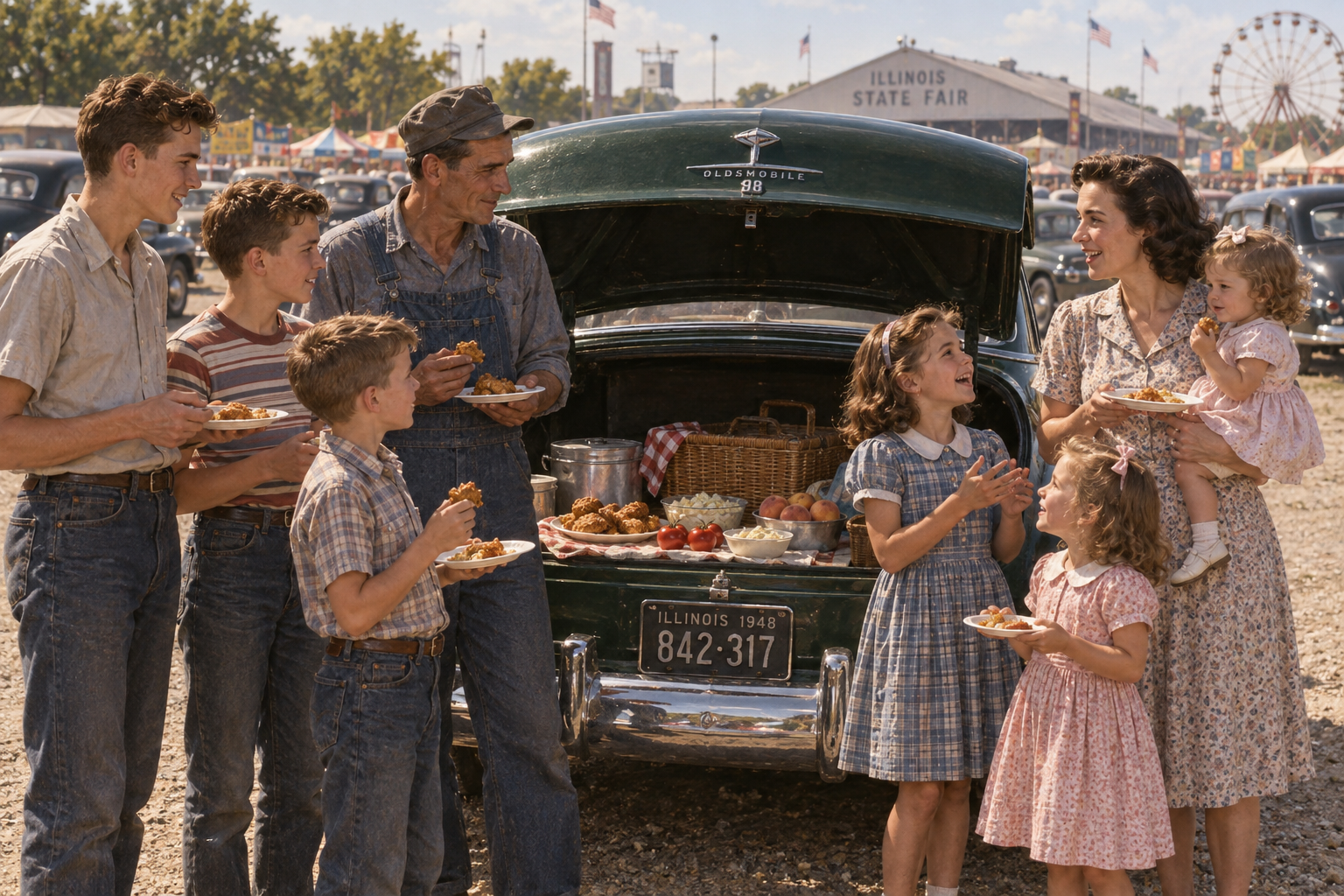 Illustration of the family picnic at the Illinois State Fair